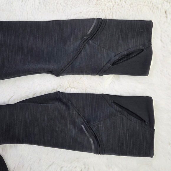 Athleta Black‎ Heathered Hoodie Thumbholes Zipper Pocket Athletic Top XS - Picture 7 of 13